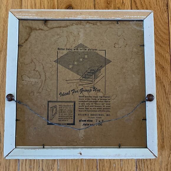 VINTAGE Set of 2 Reliance Industries fruit‎ pictures distressed cream frames 7x7 - Picture 6 of 6